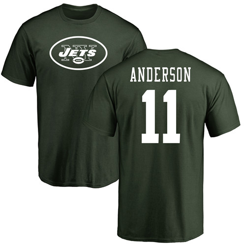 New York Jets Men Green Robby Anderson Name and Number Logo NFL Football #11 T Shirt